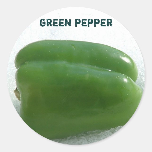 Green pepper classic round sticker (Front)