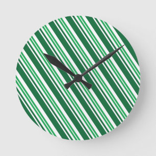 Green Peppermint Stripe Round Clock