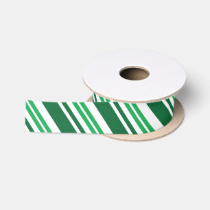 Green Peppermint Stripe Satin Ribbon