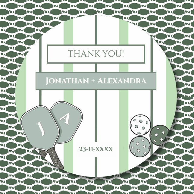 Green Perfect Match Couple Bridal Shower Thank You Classic Round Sticker (Creator Uploaded)