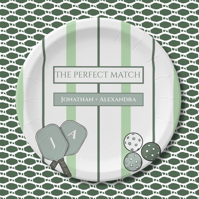 Green Perfect Match Couples Bridal Shower Paper Plate (Creator Uploaded)