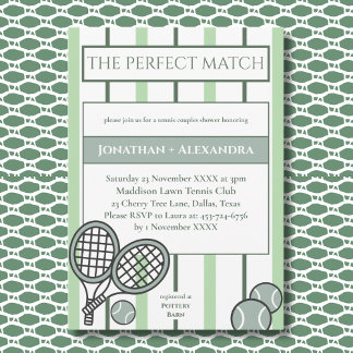 Green Perfect Match Tennis Couples Bridal Shower Invitation