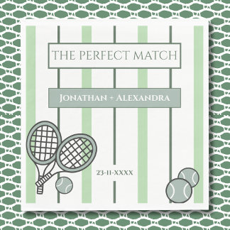 Green Perfect Match Tennis Couples Bridal Shower Napkin