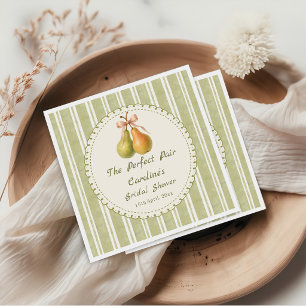 Green Perfect Pair Pear Bridal Shower Napkins
