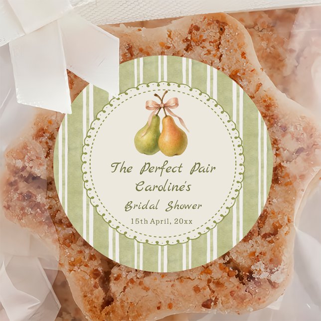 Green Perfect Pair Pear Bridal Shower Sticker (Creator Uploaded)