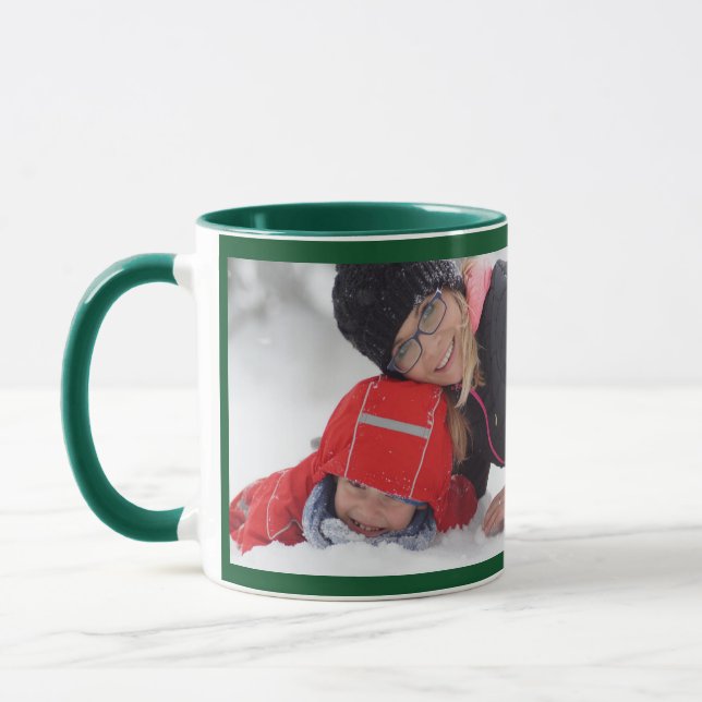 Green Personalise Photo Template Gift Coffee Mug (Left)