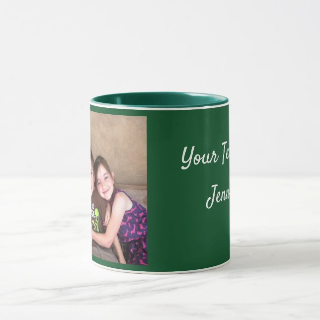 Green Personalise PHOTO TEMPLATE Gift Coffee Mug (Center)
