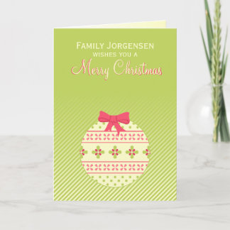 Green Personalised Christmas Ornament Holiday Card