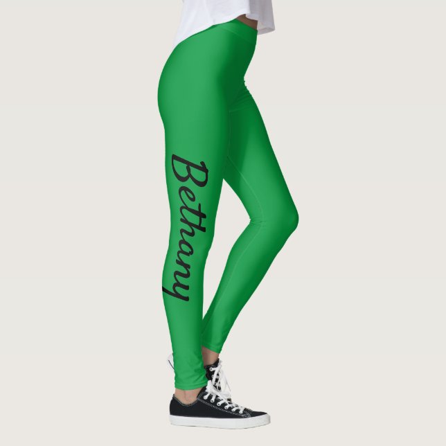 Green Personalised Custom XS (0-2) to XL (16) Leggings (Right)