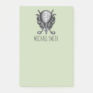 Green Personalised Golf Ball Tee Club Golfer Gift Post-it Notes