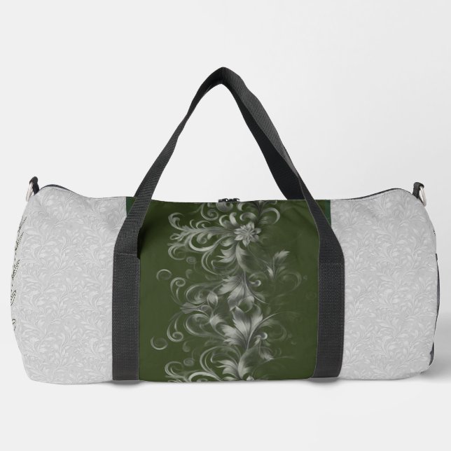 Green Personalised Modern Geometric Duffle Bag (Front)