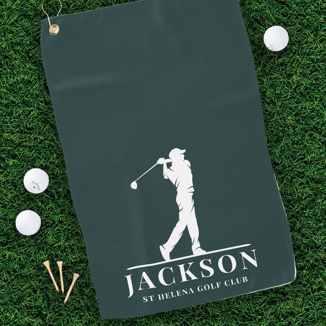 Green Personalised Monogram Golfer Golf Towel (Creator Uploaded)