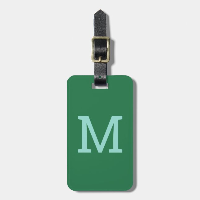 Green Personalised Monogram Initial Luggage Tag (Front Vertical)