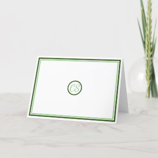 Green Personalised Monogram Note Card