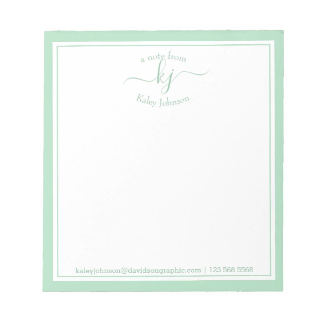 Green Personalised Name | From The Desk Of Notepad (Front)