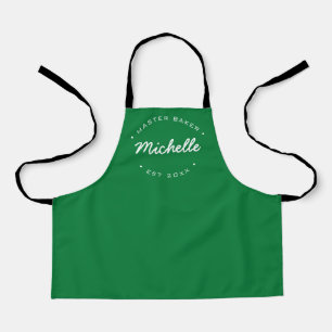 Green Personalised Name Year Master Baker Apron