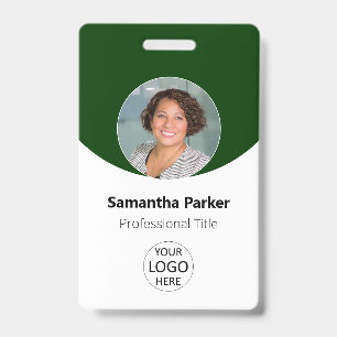 Green Personalised Photo, Logo, Barcode Employee ID Badge