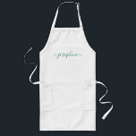Green Personalised script name adult apron<br><div class="desc">Make a stylish statement at your botanical succulent workshop or cooking class with our elegant "Green Personalised Script Name Adult Apron"! Designed to impress, these personalised aprons are the perfect giveaway to delight your guests and leave a lasting impression. The apron features an enchanting green colour that exudes freshness and...</div>