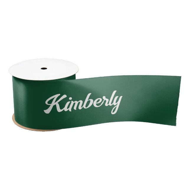 Green Personalised Script Name School Satin Ribbon (Spool)