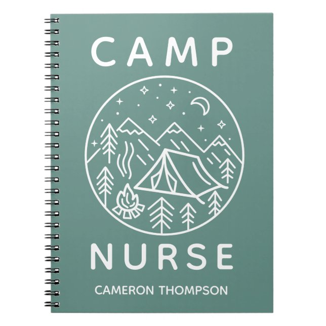 Green Personalised Summer Camp Nurse Notebook (Front)