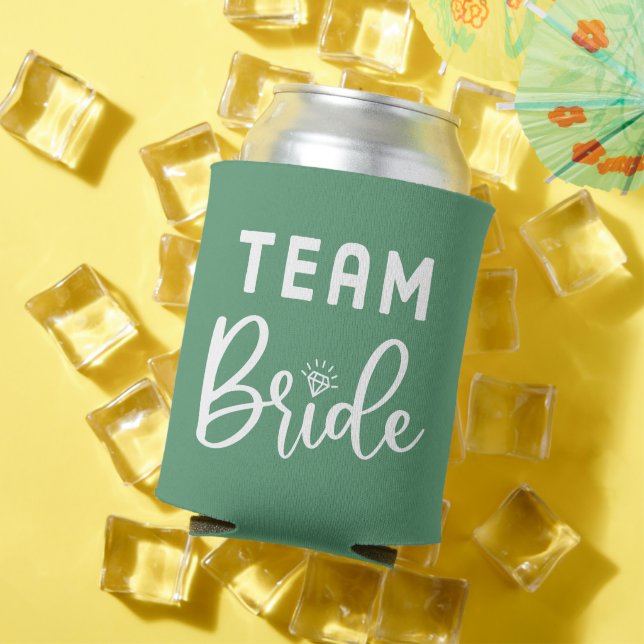 Green Personalised Team Bride Can Cooler (In Situ Summer)