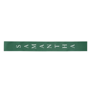 Green Personalised Vertical Name Satin Ribbon