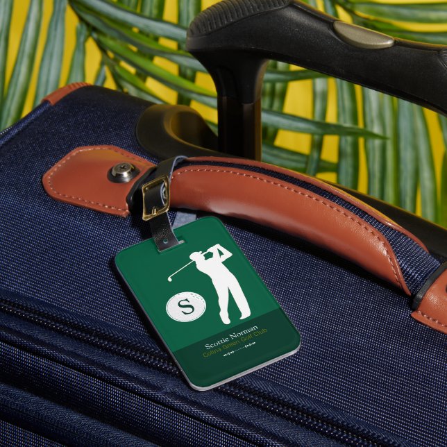 Green Personalized Golfers Monogram  Luggage Tag (Front Insitu 1)