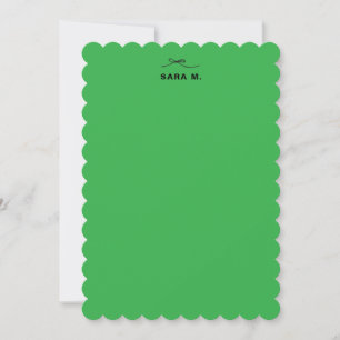 Green Personalized  Note Card with Bow and Name