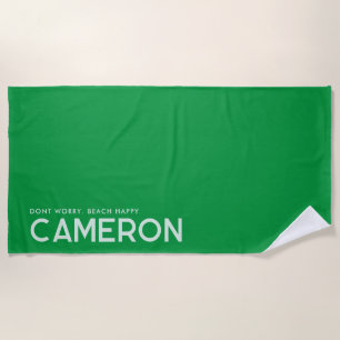 Green Personalized Slogan Beach Towel