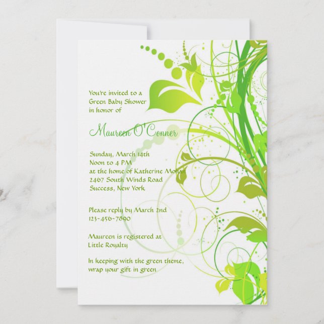 Green Persuasion Baby Shower Invitation (Front)