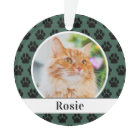 Green Pet Paw Prints Custom Cat Name Photo