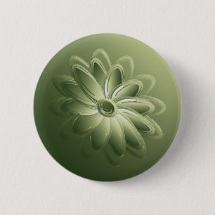 green petals 6 cm round badge