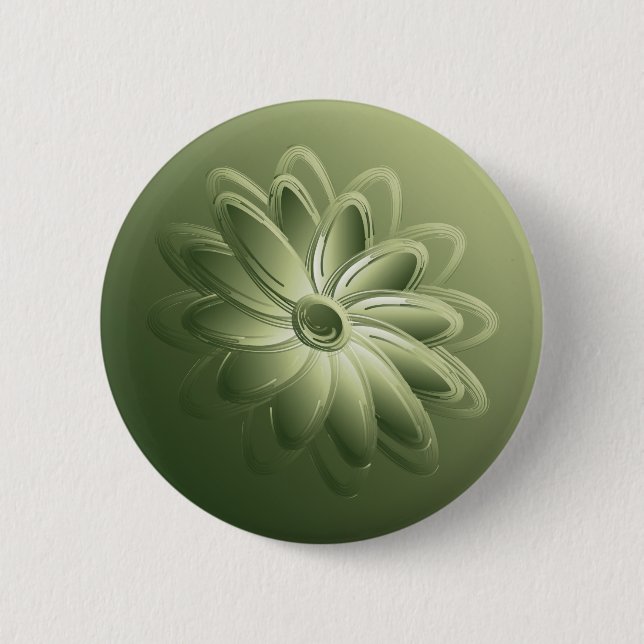 green petals 6 cm round badge (Front)