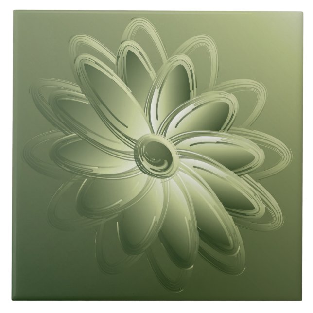 green petals ceramic tile (Front)