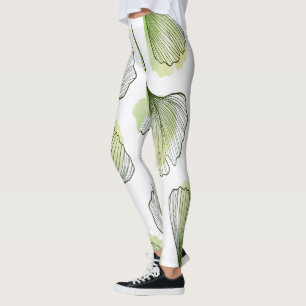 Green petals leggings