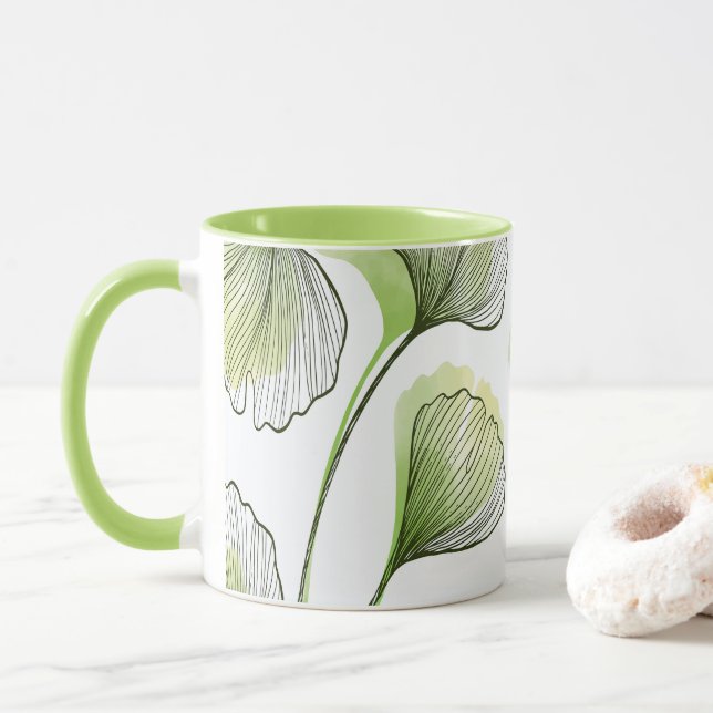 Green petals mug (With Donut)