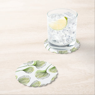 Green petals paper coaster