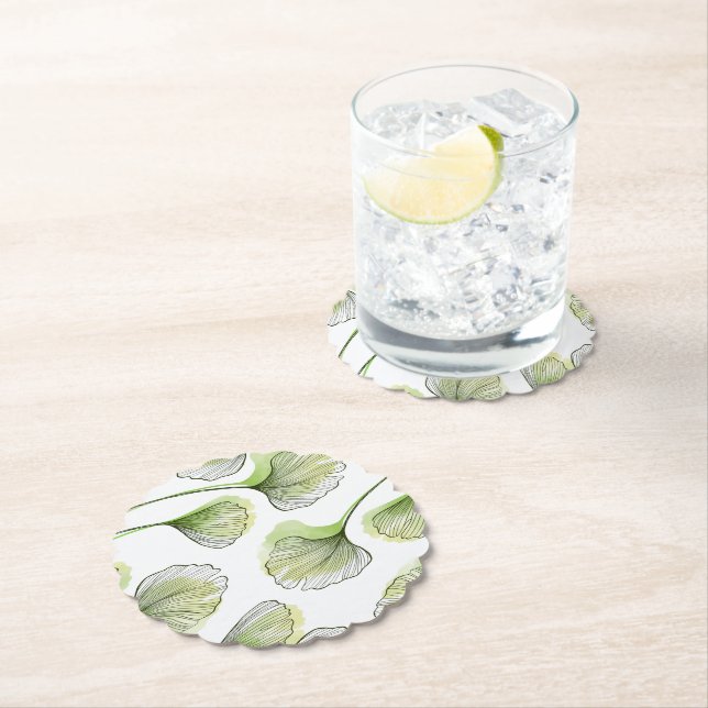 Green petals paper coaster (Insitu)