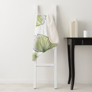 Green petals sherpa blanket