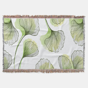 Green petals throw blanket