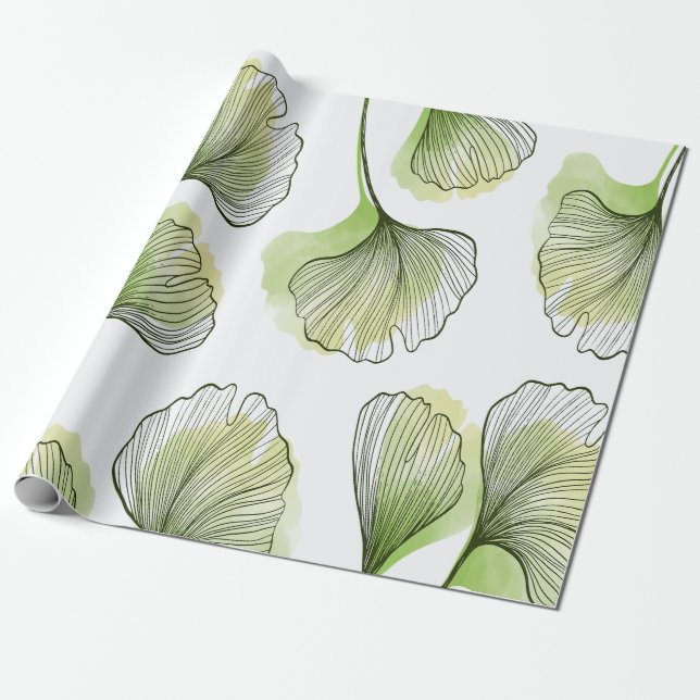 Green petals wrapping paper (Unrolled)