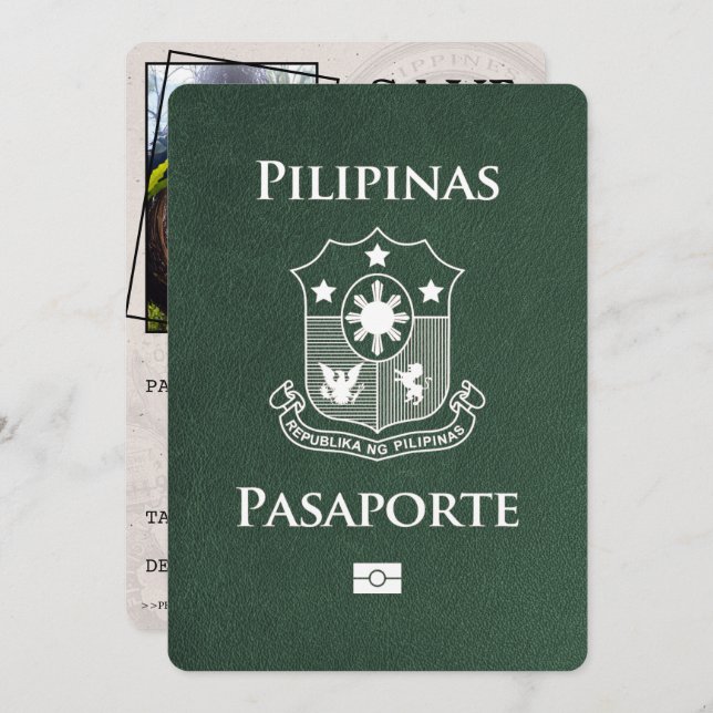 Green Philippines Passport Save The Date (Front/Back)