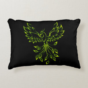Green Phoenix Rises Decorative Cushion