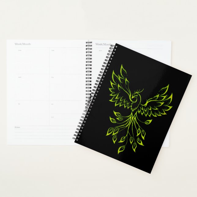 Green Phoenix Rises on Black  Planner (Display)