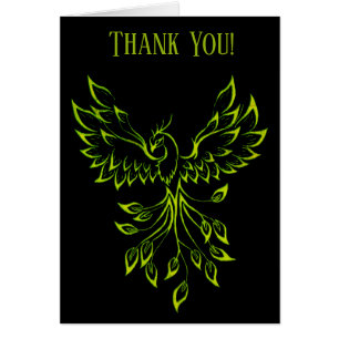 Green Phoenix Rises on Black Thank You