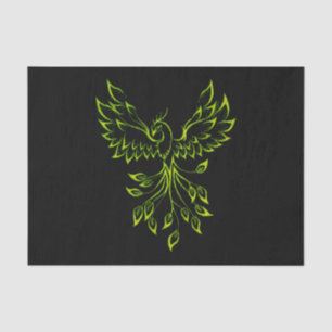 Green Phoenix Rises on Black  Tissue Paper