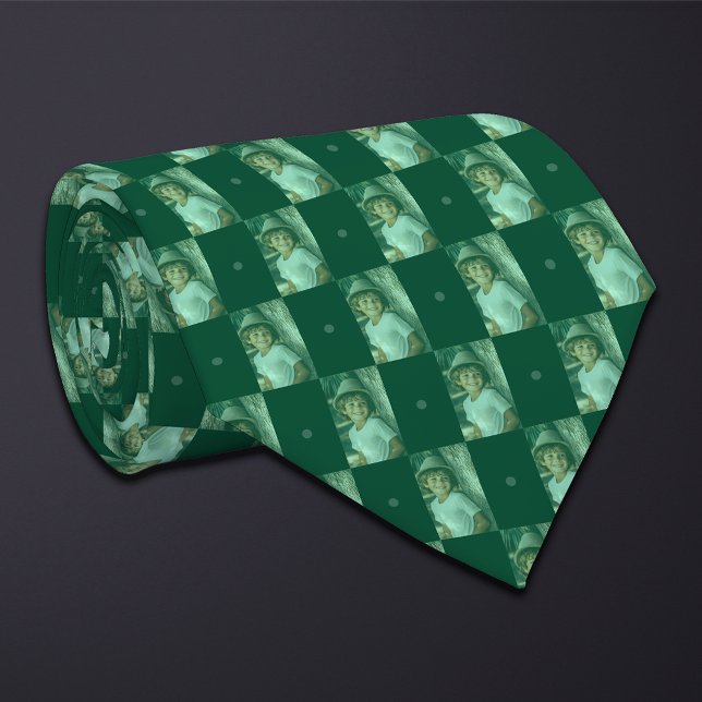 Green Photo Chequerboard (Tall Rectangle) Tie (Creator Uploaded)