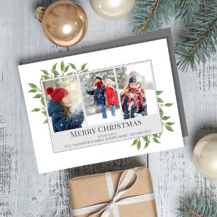 Green Photo Collage Greenery Merry Christmas Holiday Card