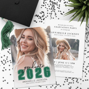 Green Photo Graduation Invitation