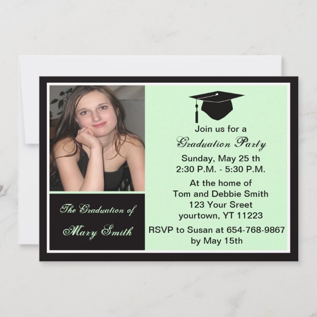 Green Photo Graduation Party Invitation (Front)